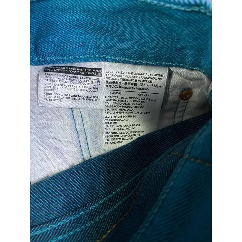 Levis 501 XX Jeans Men 38x30 36x30 Turquoise Original Fit Straight Button Fly